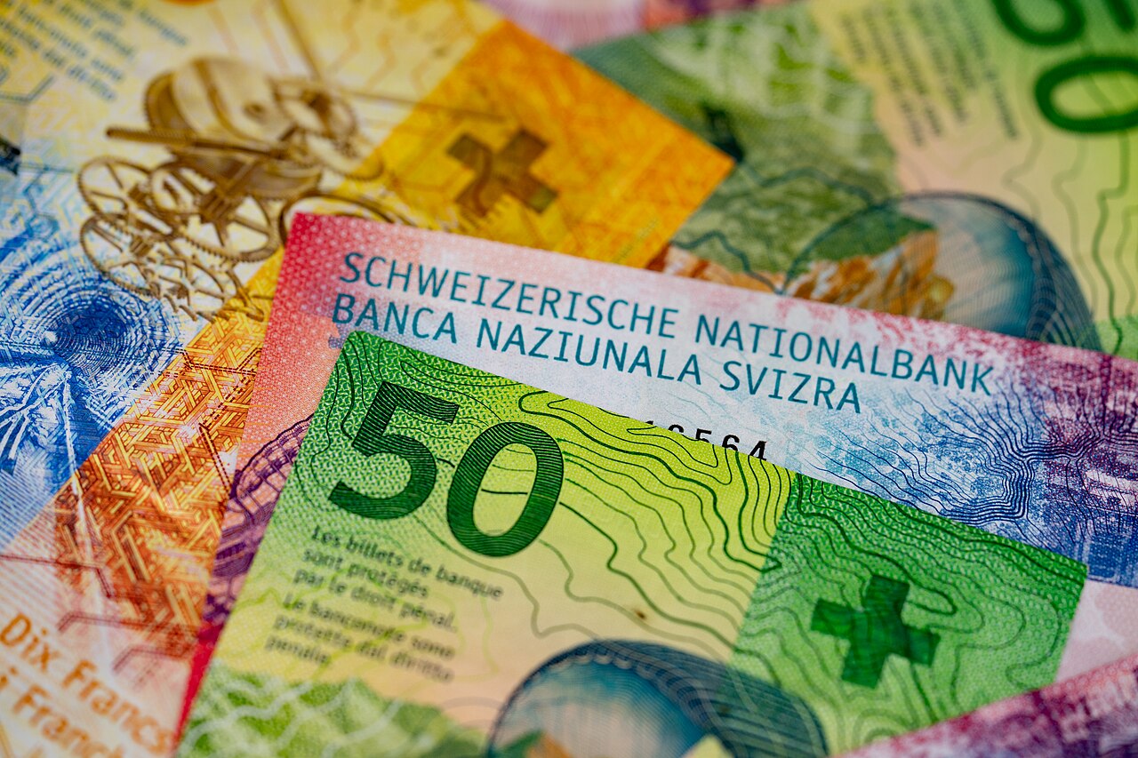 Schweizer Franken-Banknoten in Nahaufnahme